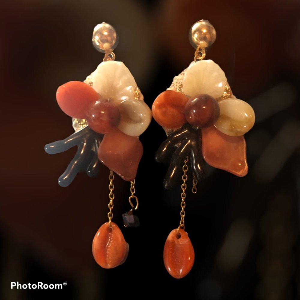 Marine Theme Large Dangle Earrings